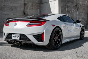 Acura NSX Performance Exhaust - Dual Split Rear Exit - MBRP - Cat Back, T304 Stainless Steel, Carbon Fiber Tips, Triple Rear Exit, Valve Delete - `17-`27