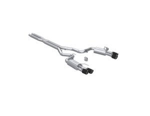 Ford Mustang Performance Exhaust - Rear - MBRP - Armor Pro 3in Cat Back Dual Rear Exit, Quad Carbon Fiber Tips - Carbon Fiber - `24-`27