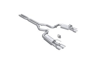 Ford Mustang Performance Exhaust - Dual Rear Exit - MBRP - Cat Back, Armor Lite, Street Version, Quad Tips - Stainless Steel Tips - `24-`27