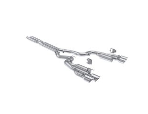 Ford Mustang Performance Exhaust - Dual Rear Exit - MBRP - Cat Back, Dual Split, Quad Tips, T304 Stainless Steel, Valve Delete, Armor Pro - `24-`27