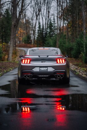 Ford Mustang Performance Exhaust - MBRP - Cat Back, Dual Rear Exit, Quad Black Tips, Armor BLK, Race, Valve Delete - Black - `24-`27