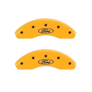 Ford Transit Caliper Covers - Front - MGP - Engraved Front Oval Logo - Yellow - `10-`13 Ford Transit Caliper Covers - Front - MGP - Engraved Front Oval Logo - Yellow - `10-`13