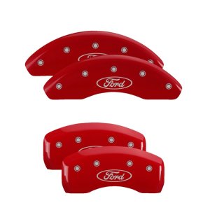 Ford Focus Caliper Covers - Front + Rear - MGP - Oval logo/Ford Red finish silver characters - Red - `12-`18