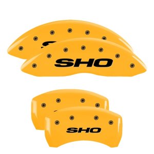 Ford Taurus Caliper Covers - Front + Rear - MGP - Engraved (SHO) - Yellow - `13-`18