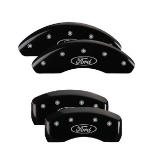Ford Focus Caliper Covers - Front + Rear - MGP - Oval logo/Ford, Black powder coat finish, silver characters - Black - `12-`18