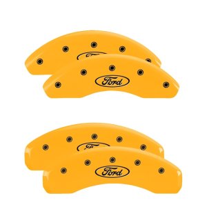 Ford Ranger Caliper Covers - Front + Rear - MGP - Oval Logo/Ford - Yellow - `98-`11