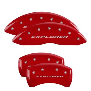 Ford Explorer Caliper Covers - Front + Rear - MGP - Engraved Explorer - Red - `11-`19 Ford Explorer Caliper Covers - Front + Rear - MGP - Engraved Explorer - Red - `11-`19