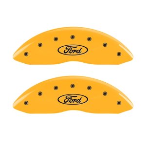 Ford E-150 Caliper Covers - Front - MGP - 2 Logo Engraved Front Oval - Yellow - `97-`02 Ford E-150 Caliper Covers - Front - MGP - 2 Logo Engraved Front Oval - Yellow - `97-`02