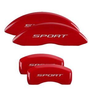 Ford Edge Caliper Covers - Front + Rear - MGP - Engraved No Bolts/Sport - Red - `15-`18 Ford Edge Caliper Covers - Front + Rear - MGP - Engraved No Bolts/Sport - Red - `15-`18