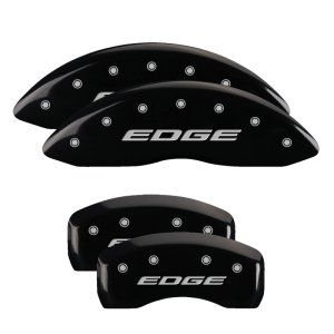 Ford Edge Caliper Covers - Front + Rear - MGP - 4 Logo, Black finish silver characters - Black - `15-`18 Ford Edge Caliper Covers - Front + Rear - MGP - 4 Logo, Black finish silver characters - Black - `15-`18