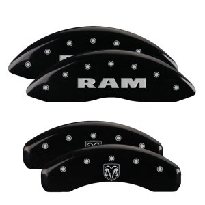 Dodge Ram Caliper Covers - Front + Rear - MGP - Engraved Front RAM + Engraved Rear RAMHEAD - Black - `06-`10 Dodge Ram Caliper Covers - Front + Rear - MGP - Engraved Front RAM + Engraved Rear RAMHEAD - Black - `06-`10