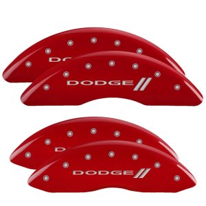 Dodge Ram Caliper Covers - Front + Rear - MGP - 4 Logo Engraved - Red - 2010 Dodge Ram Caliper Covers - Front + Rear - MGP - 4 Logo Engraved - Red - 2010