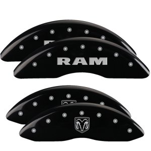 Dodge Ram Caliper Covers - Front + Rear - MGP - Engraved Front RAM - Engraved Rear RAMHEAD - Black - 2010 Dodge Ram Caliper Covers - Front + Rear - MGP - Engraved Front RAM - Engraved Rear RAMHEAD - Black - 2010