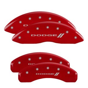 Dodge Ram Caliper Covers - Front + Rear - MGP - With Stripes/Dodge - Red - `02-`06 Dodge Ram Caliper Covers - Front + Rear - MGP - With Stripes/Dodge - Red - `02-`06