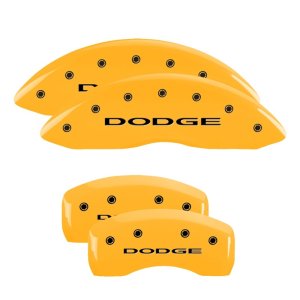 Dodge Caliber Caliper Covers - Front + Rear - MGP - 4 Logo Engraved - Yellow - `07-`14 Dodge Caliber Caliper Covers - Front + Rear - MGP - 4 Logo Engraved - Yellow - `07-`14