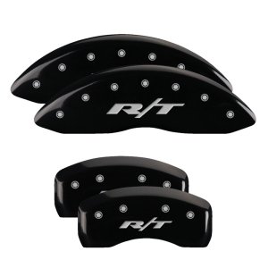 Dodge Caliber Caliper Covers - Front + Rear - MGP - RT, Black finish, Silver characters - Black - `07-`14 Dodge Caliber Caliper Covers - Front + Rear - MGP - RT, Black finish, Silver characters - Black - `07-`14