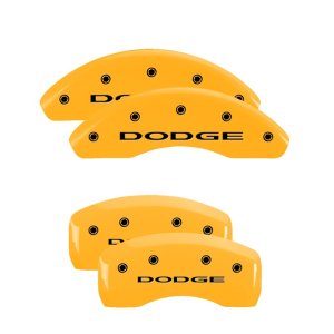 Dodge Grand Caliper Covers - Front + Rear - MGP - Engraved - Yellow - `08-`13 Dodge Grand Caliper Covers - Front + Rear - MGP - Engraved - Yellow - `08-`13