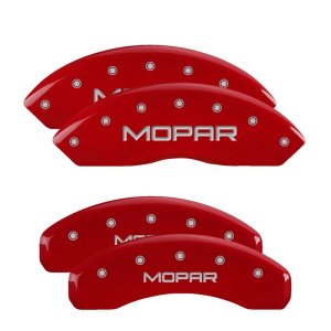 Dodge Grand Caliper Covers - Front + Rear - MGP - Engraved MOPAR - Red - `11-`19 Dodge Grand Caliper Covers - Front + Rear - MGP - Engraved MOPAR - Red - `11-`19