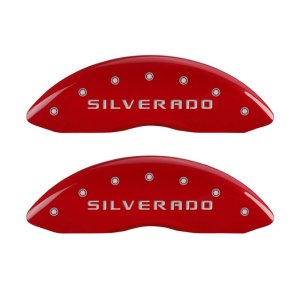 Chevrolet Silverado Caliper Covers - Front - MGP - 2 Logo - Red - `07-`13