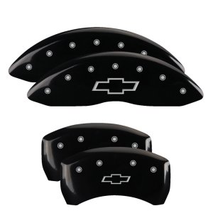 Chevrolet SS Caliper Covers - Front + Rear - MGP - Engraved Bowtie - Black - `14-`15