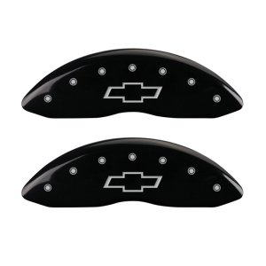 Chevrolet Silverado Caliper Covers - Front - MGP - Engraved Front Bowtie - Black - `05-`07