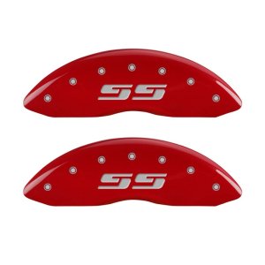 Chevrolet Silverado Caliper Covers - Front - MGP - Engraved Front Silverado style/SS - Red - `05-`07 Chevrolet Silverado Caliper Covers - Front - MGP - Engraved Front Silverado style/SS - Red - `05-`07