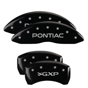 Pontiac G8 Caliper Covers - Front + Rear - MGP - Engraved Front Pontiac - Engraved Rear GXP - Black - `08-`09
