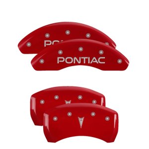 Pontiac G6 Caliper Covers - MGP - Engraved Front: Pontiac - Engraved Rear: Arrow - Red - `05-`10