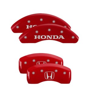 Honda Civic Caliper Covers - Front + Rear - MGP - Engraved Front Honda, Engraved Rear H Logo - Red - `04-`05 Honda Civic Caliper Covers - Front + Rear - MGP - Engraved Front Honda, Engraved Rear H Logo - Red - `04-`05
