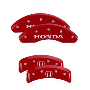Honda Element Caliper Covers - Front + Rear - MGP - Engraved Front: Honda, Engraved Rear: H Logo - Red - `03-`11