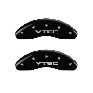 Honda Civic Caliper Covers - Front - MGP - Vtec, Black powder coat finish, silver characters - Black - `06-`11