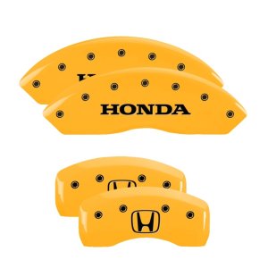 Honda Passport Caliper Covers - Front + Rear - MGP - Engraved Front: Honda - Engraved Rear: H Logo - Yellow - `20-`23
