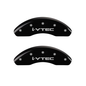 Honda Fit Caliper Covers - Front - MGP - i-Vtec, Silver Characters - Black - `09-`19