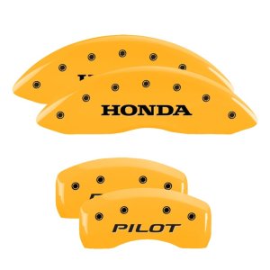 Honda Pilot Caliper Covers - Front + Rear - MGP - Engraved Front: Honda, Engraved Rear: Pilot/2016 - Yellow - `09-`23
