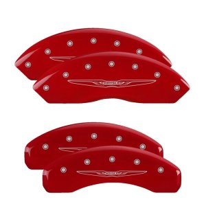 Chrysler Town Caliper Covers - Front + Rear - MGP - Engraved Style 2/Chrysler Wing - Red - `11-`16 Chrysler Town Caliper Covers - Front + Rear - MGP - Engraved Style 2/Chrysler Wing - Red - `11-`16