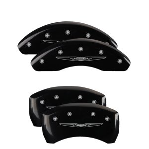 Chrysler 200 Caliper Covers - Front + Rear - MGP - Style 2/Chrysler Wing - Black - `15-`17