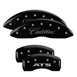 Cadillac ATS Caliper Covers - Front + Rear - MGP - Engraved Front: Cadillac - Engraved Rear: ATS - Black - `13-`18