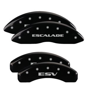 Cadillac Escalade Caliper Covers - Front + Rear - MGP - Engraved Front: Escalade - Engraved Rear: ESV - Black - `02-`06