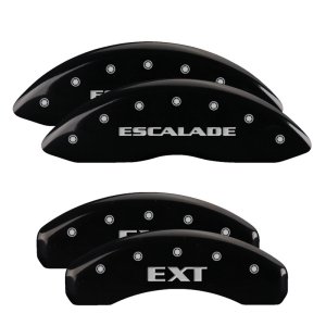 Cadillac Escalade Caliper Covers - Front + Rear - MGP - Engraved Front: Escalade - Engraved Rear: EXT - Black - `02-`06