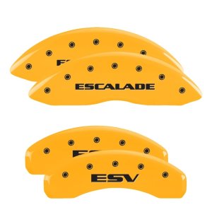 Cadillac Escalade Caliper Covers - MGP - Engraved Front Escalade / Engraved Rear ESV - Yellow - `07-`20
