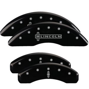 Lincoln Navigator Caliper Covers - Front + Rear - MGP - Engraved Front: Lincoln, Engraved Rear: Star logo - Black - `07-`09