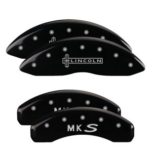 Lincoln MKS Caliper Covers - Front + Rear - MGP - Engraved Front Lincoln, Engraved Rear MKS - Black - `09-`12
