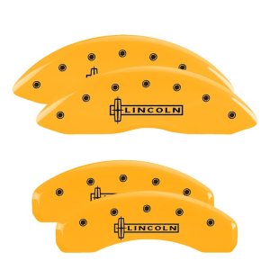 Lincoln MKT Caliper Covers - Front + Rear - MGP - Engraved Lincoln - Yellow - `11-`16