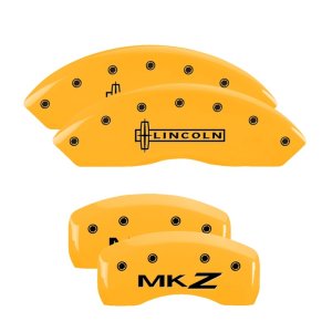 Lincoln MKZ Caliper Covers - Front + Rear - MGP - Engraved Front: Lincoln - Engraved Rear: MKZ - Yellow - 2020