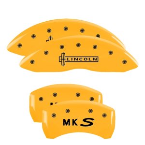 Lincoln MKS Caliper Covers - MGP - Engraved Front: Lincoln, Engraved Rear: MKS - Yellow - `13-`16