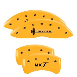 Lincoln MKT Caliper Covers - Front + Rear - MGP - Engraved Front Lincoln - Engraved Rear MKT - Yellow - `14-`16