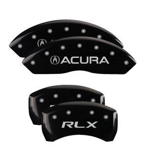 Acura RLX Caliper Covers - Front + Rear - MGP - Engraved Front Acura, Engraved Rear RLX - Black - `14-`17