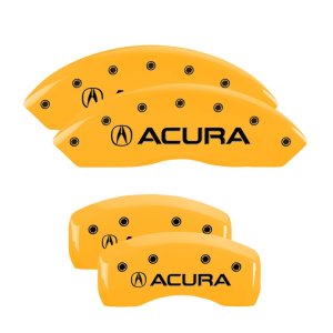 Acura TSX Caliper Covers (Set of 4) - Front + Rear - MGP - Engraved - Yellow - `09-`14