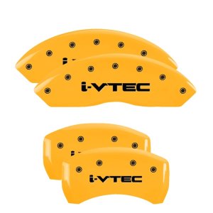 Acura TLX Caliper Covers - Front + Rear - MGP - i-Vtec, Yellow powder coat finish, black characters - Yellow - `15-`20
