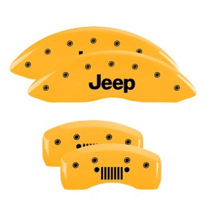 Jeep Compass Caliper Covers - Front + Rear - MGP - 4 Logo - Yellow - `07-`16